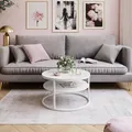 Produktbild: Runder Couchtisch CIRI SLIM GLASS mit Ablage