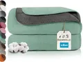 Produktbild: ZOLLNER Kuscheldecke zweifarbig in 150x200 cm - kuschelige Sofadecke in grün - waschbar bis 40°C - langlebiges Mischgewebe - Hotelwäschequalität - Oeko Tex® Zertifiziert