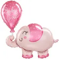 Produktbild: Anagram Folienballon * ELEFANT ROSA BABY GIRL * als Deko und Geschenk zur Geburt eines Babys | Größe: 73x78cm | für Luft und Helium | Ballon Baby Mädchen Luftballon Party Dekoration