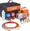 Produktbild: VEVOR 113 L/min Vakuumpumpe, einstufig, Drehschieber-HVAC-Luftvakuumpumpe, A/C-Kältemittelverteiler-Manometer-Kit, mit Lecksucher, Tragetasche, für Kältemittel R134a R22 R410a R1234YF