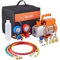 Produktbild: VEVOR 113 L/min Vakuumpumpe, einstufig, Drehschieber-HVAC-Luftvakuumpumpe, A/C-Kältemittelverteiler-Manometer-Kit, mit Tragetasche, für Kältemittel R134a R22 R410a R1234YF