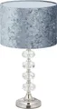 Produktbild: Relaxdays Tischlampe, Samtschirm, Kristallfuß, E14-Fassung, Wohn- & Schlafzimmer, Tischleuchte, H x D: 48 x 26 cm, grau