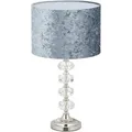 Produktbild: Relaxdays Tischleuchte Samt Glas Eisen Grau Silber mit Kristallen 48 cm x 26 cm 1,6 kg