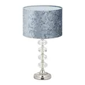 Produktbild: Relaxdays Tischlampe, Samtschirm, Kristallfuß, E14-Fassung, Wohn- & Schlafzimmer, Tischleuchte, H x D: 48 x 26 cm, grau