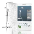 Produktbild: SCHÜTTE OCEAN Duschsystem mit Thermostat und Glasablage - Duschset mit 30x30cm Duschkopf, Regendusche mit Wandhalterung und Duschkopf - Duschpaneel Duschsäule in Chrom/Weiß