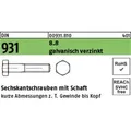 Produktbild: Sechskantschraube DIN 931 m.Schaft M 20 x 280 8.8 galvanisch verzinkt