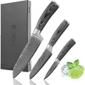 Produktbild: Wakoli EDIS 3er Damastmesser-Set I Holzbox I 8-17 cm Klinge I Pakkaholzgriffe