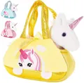 Produktbild: BRUBAKER Kuscheltier Einhorn Tasche Weiß 20 cm (1-St., Plüschtier in Handtasche), Glitzer Stofftier