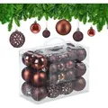 Produktbild: Relaxdays Weihnachtskugeln 50er Set, Glitzernde, Matte & Glänzende Christbaumkugeln, Kunststoff, ∅ 3, 4 & 6 Cm, Braun