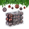 Produktbild: Relaxdays Weihnachtskugeln 50er Set, glitzernde, Matte & glänzende Christbaumkugeln, Kunststoff, ∅ 3, 4 & 6 cm, braun