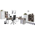 Produktbild: Mid.you Büro Office Edition - Büro Set 1, Sonoma Eiche, Weiß Hochglanz, Holzwerkstoff, 6,6 Fächer, 3 Schubladen, Made in Germany, erweiterbar, in verschiedenen Holz-Dekoren erhältlich, Schreibtisch seitenverkehrt montierbar, abschließbar, Arbeitszimmer, Büromöbelsets & -serien, Büromöbel-Sets