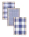 Produktbild: Kracht 3-er Pack Jacquard Geschirrtuch, Halbleinen, Karo sortiert, blau, 50x70cm