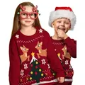 Produktbild: United Labels® Weihnachtspullover Rentiere - Ugly Sweater für Kinder rot 98-104