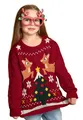 Produktbild: United Labels Weihnachtspullover für Kinder, Rentiere, Rot, 98 104, Ugly Christmas Sweater, Pullover, Winter Strickpullover für Jungen und Mädchen