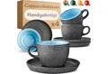 Produktbild: Cosumy Cappuccinotasse Cappuccino Tassen mit Untertassen 4er Set blau, 8-tlg., Keramik, Warm