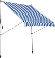 Produktbild: Outsunny Markise Gelenkarmmarkise Klemmmarkise Höhenverstellbar Sonnenschutz Faltarm Handkurbel Balkon Alu Blau+Weiß 200 x 150cm