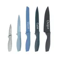Produktbild: MasterChef Messer Set, Messerset mit Küchenmesser, Kochmesser, Brotmesser, Schälmesser & Allzweckmesser, Schneidemesser Küche Set, Scharfe Messer mit Edelstahlklingen, Softgriff, 5-teilig, Blau