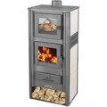 Produktbild: Eek A Kaminofen Mit Backfach Weiß Holzofen 12,1 Kw Kamin Ambasador Ofen Dauerbrandofen Werkstattofen Schwedenofen Hüttenofen Heizofen