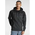 Produktbild: Kapuzensweatshirt BRUNO BANANI, Herren, Gr. L (52/54), schwarz (schwarz grau), Obermaterial: 60% Baumwolle, 40% Polyester, bedruckt, meliert, normal, Bündchen, Sweatshirts, Langarm, bedruckt und meliert, aus Baumwollmischung