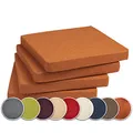 Produktbild: sunnypillow 4er Set Stuhlkissen mit Bindebänder - 40 x 40 x 3 cm - Sitzkissen Outdoor für Stühle/Bänke - Polsterauflage Sitzauflage Gartenkissen für Garten viele Farben zur Auswahl - Orange