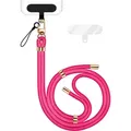 Produktbild: HoldMe Edition - Lanyard mit Karabiner Schwarz & 2 Pads - Universal Handykette Nylon Umhänge Band -  Neon Pink