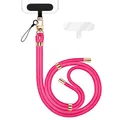 Produktbild: NALIA Universal Handykette für alle Smartphones - Premium Komfort-Nylon & 2 Patches - HOLDME (Geflochtenes Lanyard mit Gold-Karabiner) - Marke aus Berlin, Farbe:Neon Pink