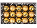Produktbild: Weihnachtskugeln mit Verzierung aus Glas 6cm x 15 Stück in Kartonbox Christbaumkugeln (Inkagold)