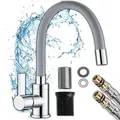 Produktbild: Küchenarmatur mit flexible 360° drehbar, Wasserhahn, Küchenspüle, Waschtischarmatur, Mischbatterie, Spültischarmatur mit Brause Küche Edelsta...