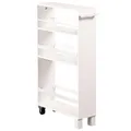 Produktbild: KESPER Nischenwagen weiß – 50x15x79cm - Küchenwagen– 3 Ablageböden, Griff & 2 Rollen mit Bremse – ideal für Küche & Bad – Modell 2485413