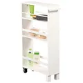 Produktbild: Küchenwagen Servierwagen weiß MDF-Platte 50x15x79 cm Aufbewahrungskorb Schrank