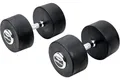 Produktbild: Deluxe gummierte Studio Hanteln schwarz/Bad Company Rundhanteln inkl. Chrom-Applikationen - 2 x 47,5 Kg Deluxe Hanteln