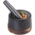 Produktbild: Rosenstein & Söhne Set mit Mörser und Stößel aus Granit und Holz, 14 cm