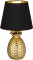 Produktbild: Reality Leuchten Schreibtischlampe Pineapple, ohne Leuchtmittel, Ananas Form gold, Stoffschirm schwarz/gold, Leuchtmittel wechselbar
