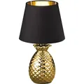 Produktbild: Reality Leuchten - Textil Nacht Schreib Tisch Lampe schwarz gold Ananas Design Keramik Leuchte R50421079