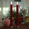 Produktbild: MARELIDA LED Kerze LINA Rustik Optik Echtwachs flackernde 3D Flamme Timer (Stabkerze 24cm 2er Set)