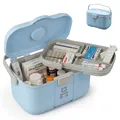 Produktbild: Relaxdays Medizinbox, 4 Fächer, Pillenfach, entnehmbarer Einsatz, Hausapotheke, Kunststoff, HxBxT: 17 x 28 x 18 cm, blau