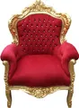 Produktbild: Casa Padrino Barock Sessel King Mod2 Bordeauxrot / Gold mit Glitzersteinen