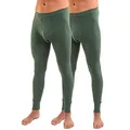 Produktbild: HERMKO 3540 2er Pack Herren Lange Unterhose Long Johns (Weitere Farben) Bio-Baumwolle, Größe:D 4 = EU S, Farbe:Olive