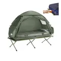 Produktbild: SoBuy Feldbett mit Zelt 7in1 Wurfzelt mit Luftpumpe, Rolltasche, Schlafsack, Wasserdichtes Campingbett Outdoor Campingliege Familienzelt Camping Tent Grün 193 x 160 x 86cm bis 114 kg OGS32-GR