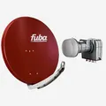 Produktbild: Fuba Sat Anlage 4 Teilnehmer | Satellitenschüssel Komplettset - DAA 850 R Sat-Schüssel 85cm Alu rot + Fuba DEK 417 Quad LNB 4 Teilnehmer (DVB-S2, HDTV, UHD 4K/8K, 3D) mit LTE-Störfilter