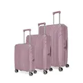 Produktbild: Travelite 4-Rad Kofferset 3-teilig Hartschale mit recyceltem Innenfutter, Größen L/M/S, Gepäck Serie ELVAA: Stylische Trolleys mit Schutzecken + TSA Schloss