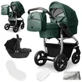 Produktbild: Bergsteiger Capri Kombikinderwagen 3-in-1 – Babywanne, Sportsitz & i-Size Babyschale, Luftreifen, Federung, höhenverstellbarer Griff, faltbar, Zubehör