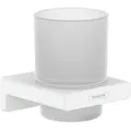 Produktbild: hansgrohe AddStoris Glashalter 41749700 mit Glas, Wandmontage, Metall, mattweiß