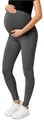Produktbild: Be Mammy Lange Umstandsleggings aus Baumwolle Leggings für Schwangere Umstands Leggings Schwangerschafts Unterhosen mit Hoher Bund Weich und Elastisch BE20-230 (Dunkel Melange, XXL)