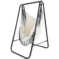Produktbild: CCLIFE Hängesessel mit Gestell Kissen Hängeschaukel Hängestuhl Bis 100kg Indoor Outdoor Garten Beige