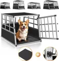 Produktbild: CADOCA® Hundetransportbox Aluminium Hundebox Kofferraum robust verschließbar trapezförmig M 54x70x51cm Reisebox Autobox Tiertransportbox
