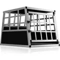 Produktbild: CADOCA® Hundetransportbox Aluminium Hundebox Kofferraum robust verschließbar trapezförmig M 54x70x51cm Reisebox Autobox Tiertransportbox - Schwarz