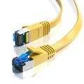Produktbild: JAMEGA - 5m CAT.7 Netzwerkkabel Flach Ethernet Kabel Patchkabel in Gelb| Gigabit Lan 10Gbit/s | 600MHz | Cat-7 Rohkabel U/FTP PIMF Schirmung mit RJ45 Stecker | Router Switch Modem