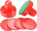 Produktbild: Air Hockey Pushers 2 Stück 60mm Air Hockey Tisch Filzschieber mit 4 Stück Rot...