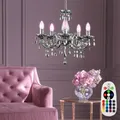 Produktbild: Kronleuchter Hängelampe Esstischlampe Dimmer Fernbedienung Kristalle LED H 128cm